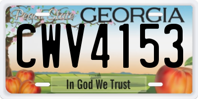 GA license plate CWV4153