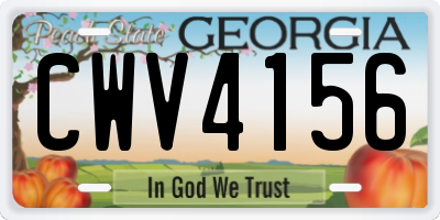 GA license plate CWV4156