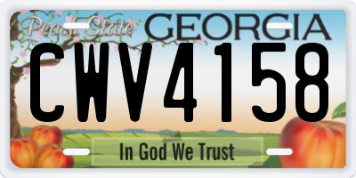 GA license plate CWV4158