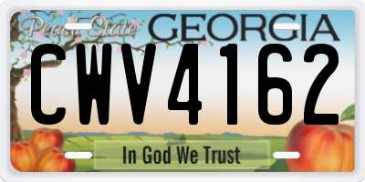 GA license plate CWV4162