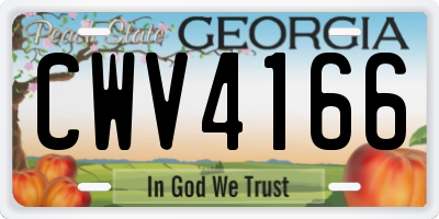 GA license plate CWV4166