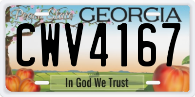 GA license plate CWV4167
