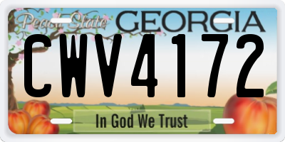 GA license plate CWV4172