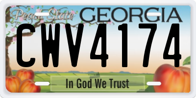 GA license plate CWV4174