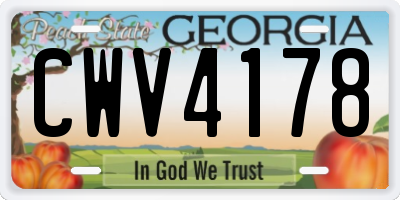 GA license plate CWV4178