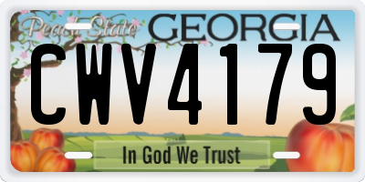 GA license plate CWV4179