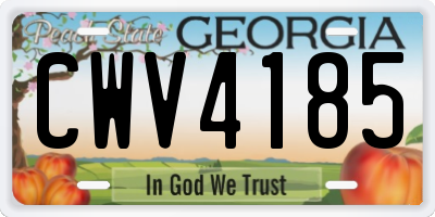 GA license plate CWV4185