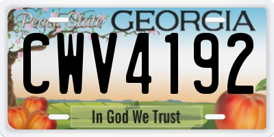 GA license plate CWV4192