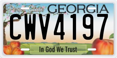 GA license plate CWV4197