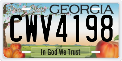GA license plate CWV4198