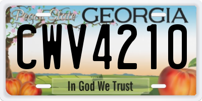 GA license plate CWV4210