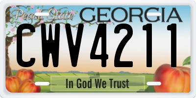 GA license plate CWV4211