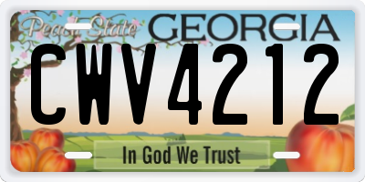 GA license plate CWV4212