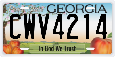 GA license plate CWV4214