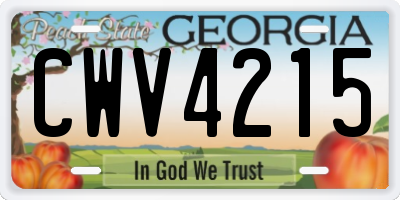 GA license plate CWV4215