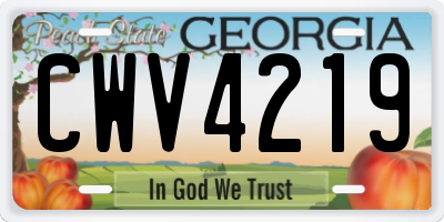 GA license plate CWV4219