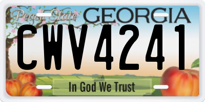 GA license plate CWV4241