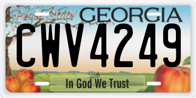 GA license plate CWV4249