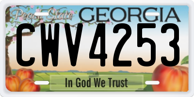 GA license plate CWV4253