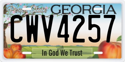 GA license plate CWV4257