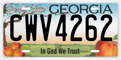 GA license plate CWV4262