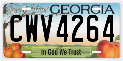 GA license plate CWV4264