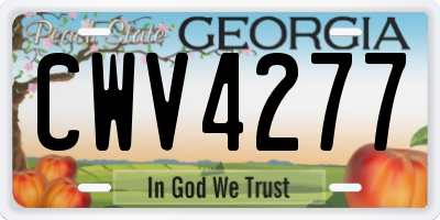 GA license plate CWV4277