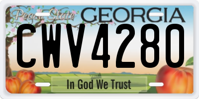 GA license plate CWV4280
