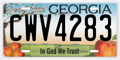 GA license plate CWV4283