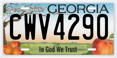 GA license plate CWV4290