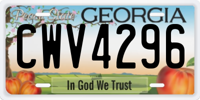 GA license plate CWV4296