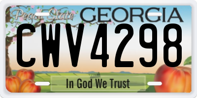 GA license plate CWV4298