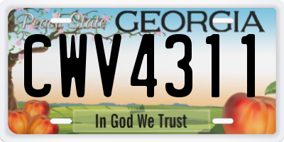GA license plate CWV4311