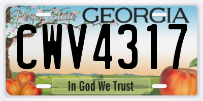 GA license plate CWV4317