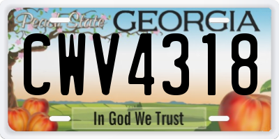 GA license plate CWV4318