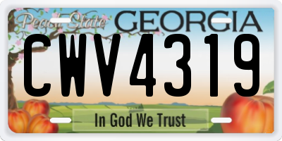 GA license plate CWV4319