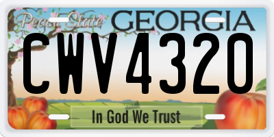 GA license plate CWV4320