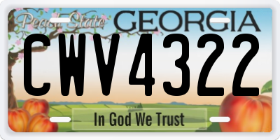 GA license plate CWV4322
