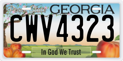 GA license plate CWV4323