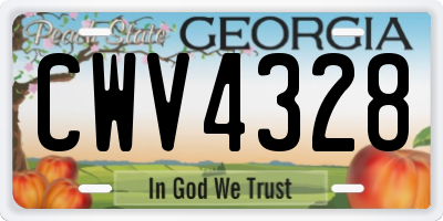 GA license plate CWV4328