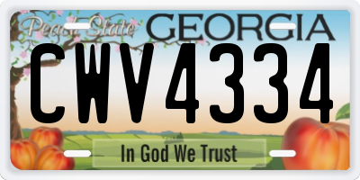 GA license plate CWV4334