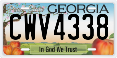 GA license plate CWV4338