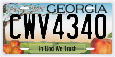 GA license plate CWV4340
