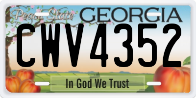 GA license plate CWV4352