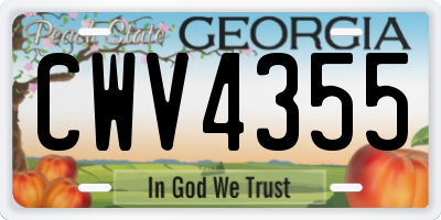 GA license plate CWV4355