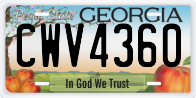 GA license plate CWV4360