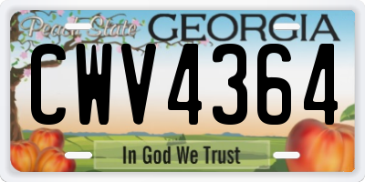 GA license plate CWV4364