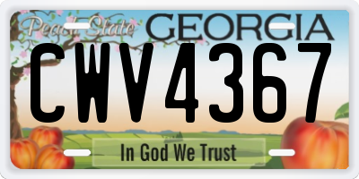GA license plate CWV4367