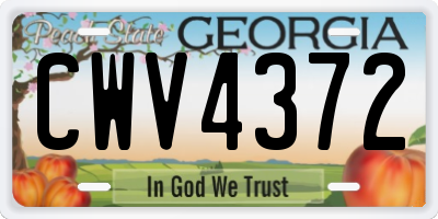 GA license plate CWV4372