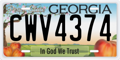 GA license plate CWV4374